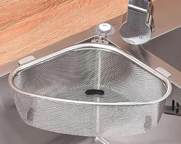 Sink corner basket strainer for kitchen sink to collect food waste and prevent clogging